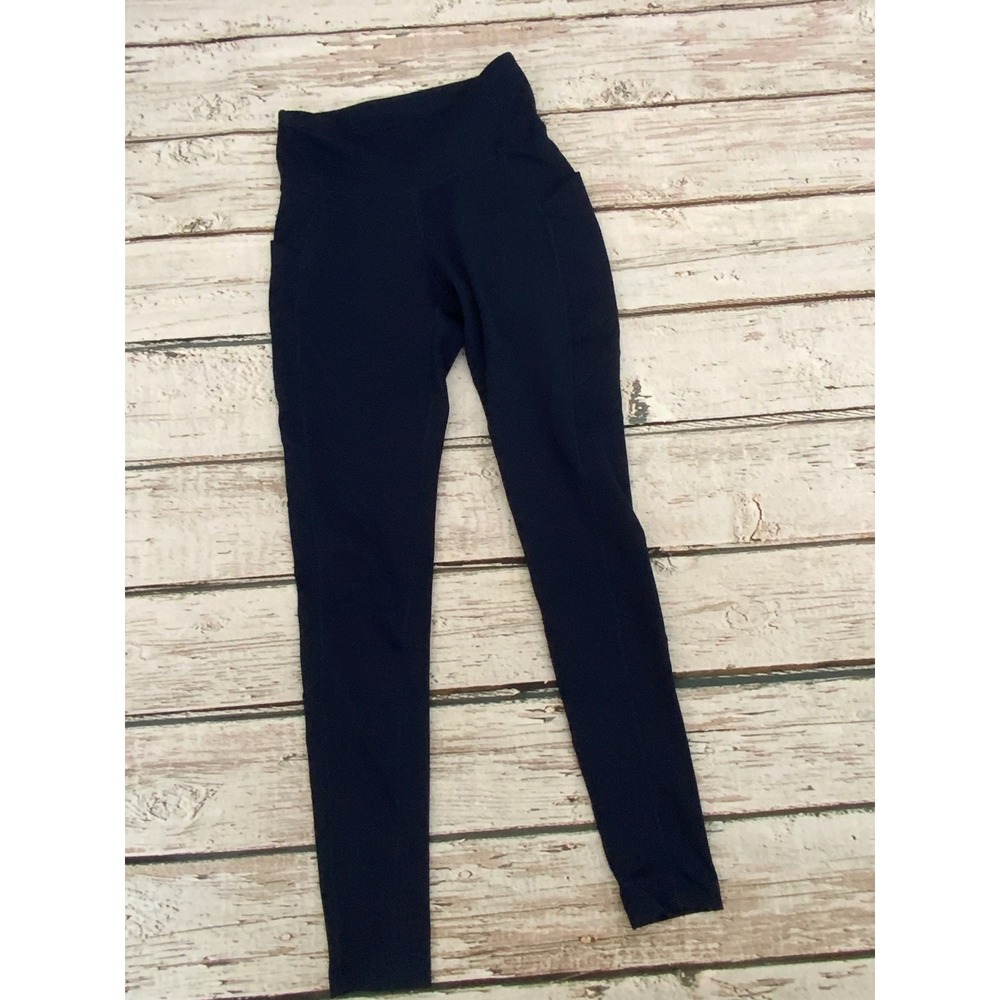 New Balance Womens Navy Blue High Waisted Athletic Leggings with Pockets Size S